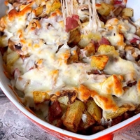 سیب زمینی قارچ و پنیر